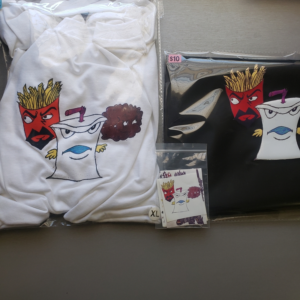 Aqua Teen Hunger Force Graphic Design T-Shirt, Bookbag And Stickers